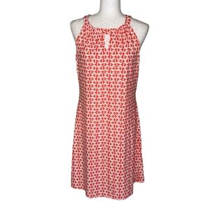 Jude Connally Lisa Orange White Chain Link Printed Cutout Halter Mini Dress - M